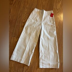 Spanx EveryWear Cropped Wide Leg Twill Jeans Size Small White Pull On High Rise